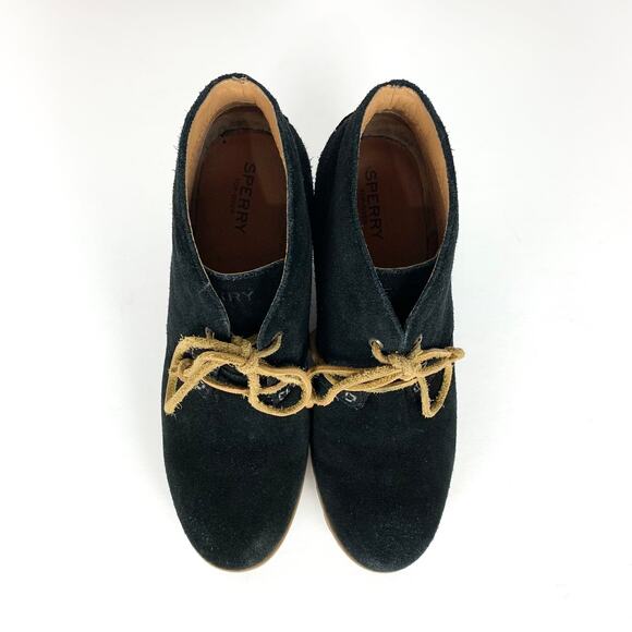 Sperry Womens Stella Prow Wedge Ankle Booties Black Suede Lace Up Chukka Size 10 - Picture 6 of 11